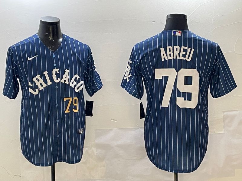 Men Chicago White Sox #79 Abreu Blue Stripe Game 2025 Nike MLB Jersey style 3->chicago white sox->MLB Jersey